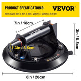 VEVOR Glass Suction Cup, 8'' Vacuum Suction Cup, 220lbs Load Capacity Vacuum Glass Lifter with V952-SBXPSLSBB-8IN2NBOV0
