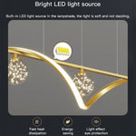 Luxury Hand Blown Glass LED Pendant Light 100cm Adjustable 3 Color Dimmable Remote Control for V255-A037-GOLD