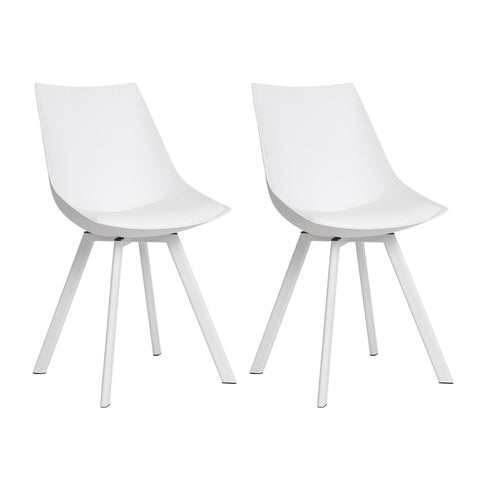 Artiss Dining Chairs Set of 2 PU Leather Plastic Metal White UPHO-C-DIN-5221-WHX2