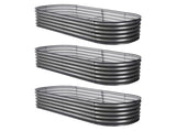 Green Fingers 3 Pcs Raised Garden Bed Kit Oval Galvanized Steel Planter Boxes 160x80x42cm, Heavy GARDEN-OVAL-1608042X3