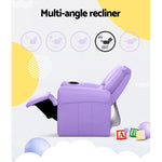 Keezi Kids Recliner Chair Purple PU Leather Sofa Lounge Couch Children Armchair KID-RECLINER-PUR