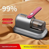 Blue-violet Wireless Mite Vacuum Cleaner with UV Light - High Suction Handheld Bed Dust Mite Remover V888-ELOSUNG51230