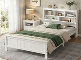 Artiss Single Bed Frame with Storage Headboard and Footboard Wooden Bed Base White WBED-F-S1-S-107-AB