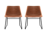 Artiss 2x Dining Chairs Retro PU Leather Kitchen Lounge Cafe Accent Chair Brown UPHO-C-DIN-2503-BRX2