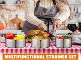 3 Pack 304 Stainless Steel Pasta Strainer Baskets, Removable Long Handle Noodle Blanchers V1188-MS-721-128