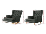 Artiss Rocking Chair Armchair Linen Fabric Charcoal Gaia UPHO-C-AVAN-KD-CH-AB