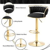 SERENIT Golden Swivel Upholstered Velvet Adjustable Height Counter Stool with Metal Frame Black V255-SE-GP2312R-BLACK