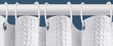 Waffle shower curtain - 80x180CM - White - With 6 plastic hooks - For bathroom and toilet - White V1188-NK-BOL-157