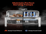 Roll Top Chafing Dish Buffet Complete Set, 9Qt Stainless Steel Chafer with Full Size Pan, Rectangle V952-ZFXQFGK1JTYSNU6QFV0