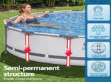 Bestway 427CM Swimming Pools Steel Above Ground Round Backyard Pool Set White BW-POOL-R-427-56597