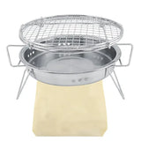 1 Piece Mini Charcoal BBQ Grill, Foldable Stainless Steel Round Camping Grill for Picnics, Patios V1189-LC-HW-00255