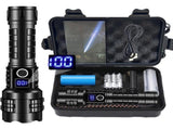 High Lumen LED Flashlight Rechargeable Zoomable Tactical Torch with LCD Power Display Black V1308-DSZKI-493