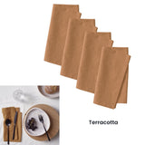 Vintage Design Homewares Set of 4 Washed Linen Cotton Square Napkins Terracotta 50cm x 50cm V442-HIN-MISC-SETOF4LCOTTONNAPKINS-TERRA-SQ