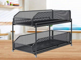 Pull Out Cabinet Organizer 2 Tier Carbon Steel Mesh Large Capacity Easy Maintenance Sliding Basket V1294-YM0706-3118230202312
