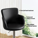 Artiss 2x Leather Bar Stools Swivel Adjustable Gas Lift PU Counter Chairs Black BA-K-7200-BKX2