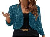 Sparkly Women'S Jacket Sheer Jacket Women'S Outerwear Fashion Jacket Glamorous - Dark Gray - Size L V1106-948-62541-DKG-L