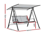 Gardeon Outdoor Swing Chair with Adjustable Canopy 142cmx172cm Stand Grey GSC-BST-2S-GY