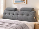 Artiss Headboard Pillow Queen Wedge Backrest Triangular with 2 Cushions Grey BED-HEAD-TRAR-Q-GY