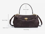 Beige Women's Vintage Suede Satchel Bag - Elegant Top Handle Purse with Gold Lock V888-ELOSUNG33780