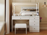 Levede Dressing Table LED Makeup Mirror Stool Set Vanity Desk 5 Storage Drawer VM1034-WH-AU