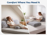 Giselle Wedge Pillow Headboard, Easy Wash Zipper Cover & Anti-Flat Foam, Couch Lumbar Support for HBP-VRNECK-COR-GY-D