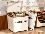 White Large Foldable Storage Box with Lid and Wheels - Heavy Duty Collapsible Toy Organizer Bin V888-ELOSUNG36118