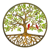 Round Laser Cut Tree Of Life w Roots Birds 52cm V637-71667TRE