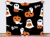 Halloween Throw Blanket Cozy Microfiber Blanket Soft Flannel Throw Festive Home Pumpkin GhostA V1107-114-65736-BLA5