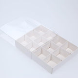 50 Pack of White Card Chocolate Sweet Soap Product Retail Gift Box - 12 bay 4x4x3cm Compartments V382-50CHOC12BAY