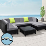 Gardeon 7-Piece Outdoor Sofa Set Wicker Couch Lounge Setting Seat Cover FF-BONDI-BK-ABCD