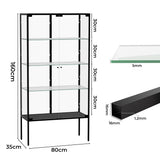 Stacked Glass Display Cabinet Steel 4 Tier 160cm DBOX1003-4-D-BK