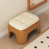 Compact Plastic Step Stool with Leatherte Seat 18cm Height Small Stool for Living Room & Bathroom V1370-AZ4-09149