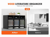 Wood Literature Organizer Adjustable File Sorter 24 Compartments Black V952-MZWJZLFPJBH243C54V0