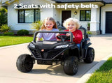 Rigo Kids Ride On Car Electric Toys Cars Headlight Music Remote Control Black RCAR-UTV-2S-BK