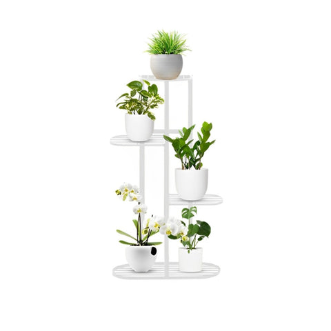 SOGA 4 Tier 5 Pots White Metal Plant Rack Flowerpot Storage Display Stand Holder Home Garden Decor FPOTH40