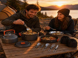 11PCS Orange Camping Cookware Set Lightweight Aluminium Camping Pots, Frying Pan, Kettle & V888-ELOSUNG54626