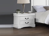 Bedside Table White Colour With 2 Drawers Night Stand Solid Wood Metal Handles V43-BST-SPNC-WH
