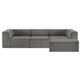 Sarantino Novi 3-Seater Modular Sofa with Ottoman in Grey Non-Slip Bottom Lounge SOFA-MLM-232-GY