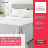 King Bed Sheet Set 1800 Series Microfiber, Deep Pocket, Soft & Breathable, White V63-953251