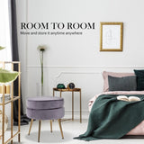 Ottoman Foot Stool Velvet Fabric Metal Leg Round GREY V274-FT-VST-1596-GY