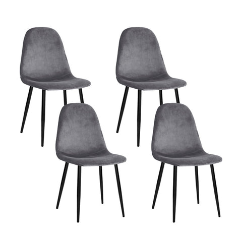 Artiss Dining Chairs Set of 4 Velvet Curved Slope Grey MO-DIN-01-VEL-GYX4