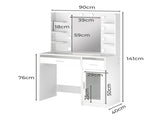 Levede Vanity Desk Makeup Mirror Storage Dressing Table VM1030-WH-AU