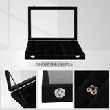 Velvet Earring Organizer Tray with Lid, 13.7x9.4 Inch 24 Grid Jewelry Organizer for Earrings, V1107-107-47621