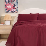 Royal Comfort Vintage Washed 100 % Cotton Sheet Set Single - Mulled Wine ABM-10002571
