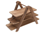 Wood 3 Tier Serving Tray Cupcake Display Rectangle Platter Wooden Farmhouse Tiered Tray V1294-YM0901-3118250062311