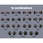 Everfit 24kg Dumbbells Adjustable Dumbbell Weight Plates Home Gym 2pcs FIT-K-DB-24KGX2