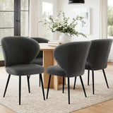 Artiss 4x Dining Chairs Sherpa Boucle Wing Back Grey UPHO-C-DIN-2514-GYX4