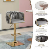 SERENIT Modern Velvet Breakfast Bar Stools Swivel Barstools Adjustable Counter Stools with Backrest V255-GP1782R-GREY