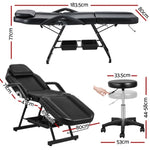 Zenses Massage Table Adjustable Salon Bed Chair 3-Fold Black MT-CHR-F3-BK-80