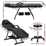 Zenses Massage Table Adjustable Salon Bed Chair 3-Fold Black MT-CHR-F3-BK-80